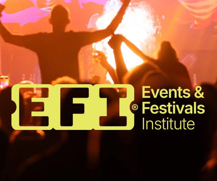 EFI logo in yellow over a photo of a festival crowd